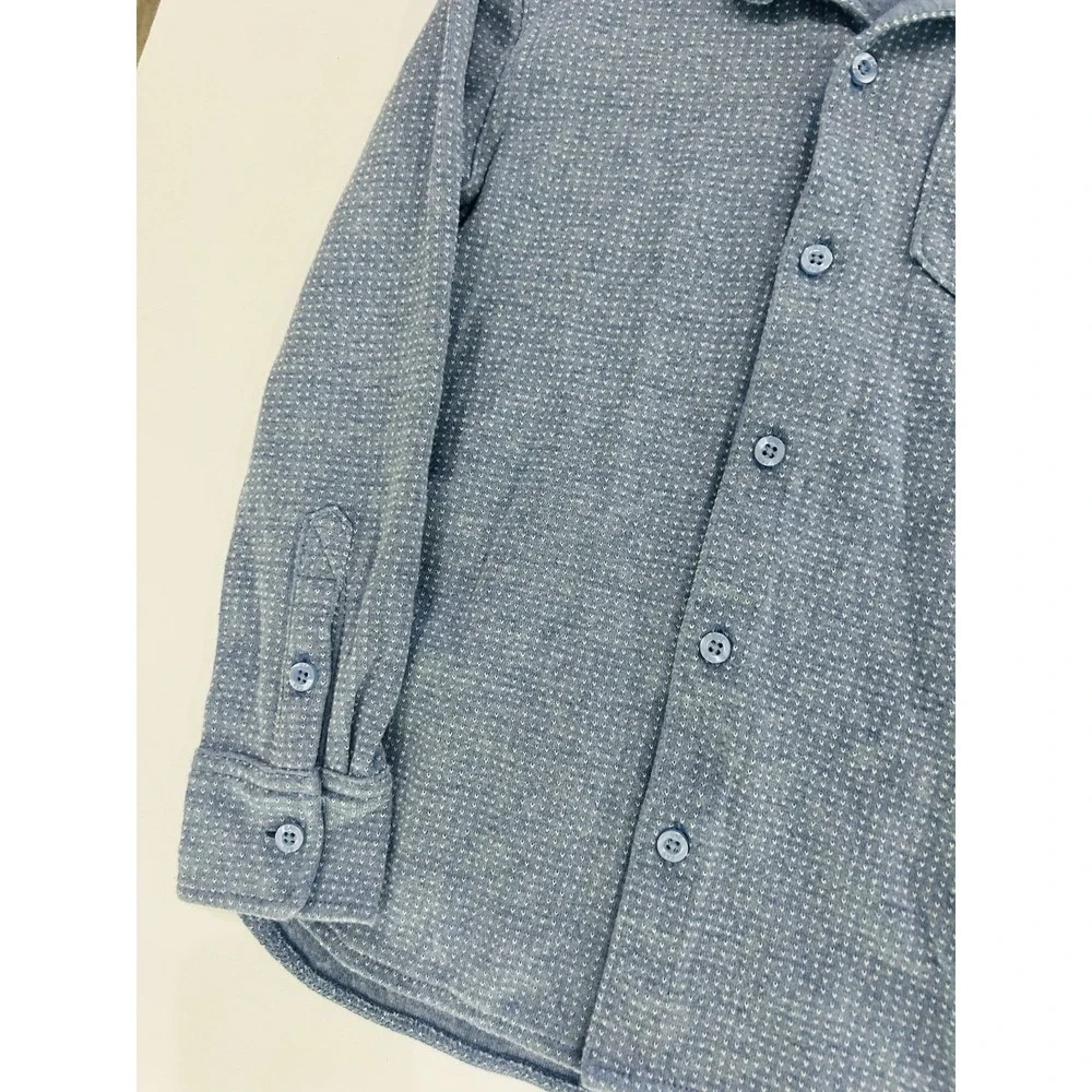 GAP Kids‎ Shirt Boys Size S Birdseye Button Front Long Sleeve Cotton Blend Blue